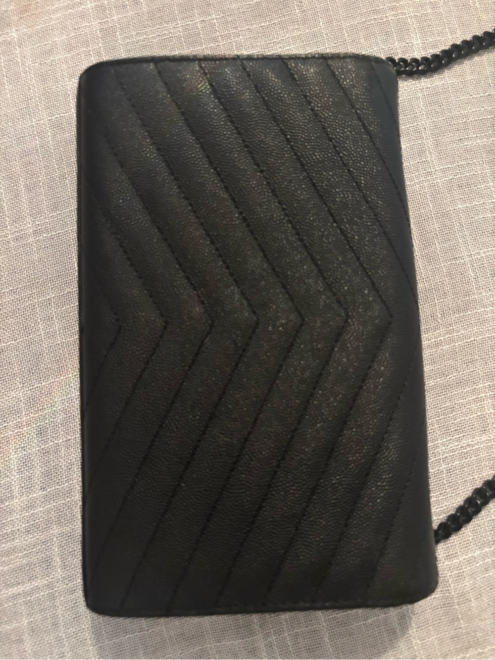 Yves Saint Laurent Black Quilted Leather Chain Wallet YSL - Picture 3 of 7